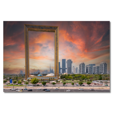 Dubai Skyline through the DubaiFrame