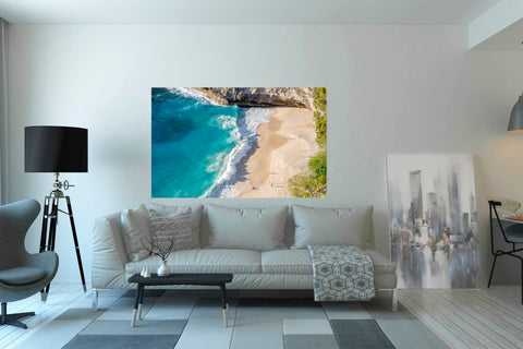 Waves crashing on Penida Beach, Bali Indonesia. Framed acrylic photo, unframed photograph for sale, free shipping in the US