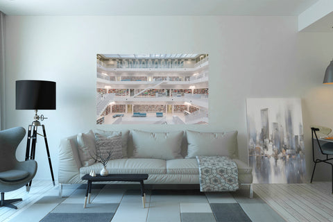 Stuttgart Library IX - Stuttgart, Germany. Photograph of white library for sale framed, unframed with free shipping.
