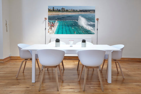 Waves Splashing on Iceberg Club, Bondi Beach. Framed acrylic photo, unframed photograph for sale with free shipping  in US.